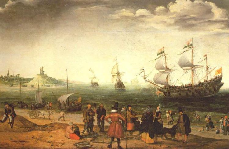 WILLAERTS, Adam Coastal Landscape with Ships oil painting image